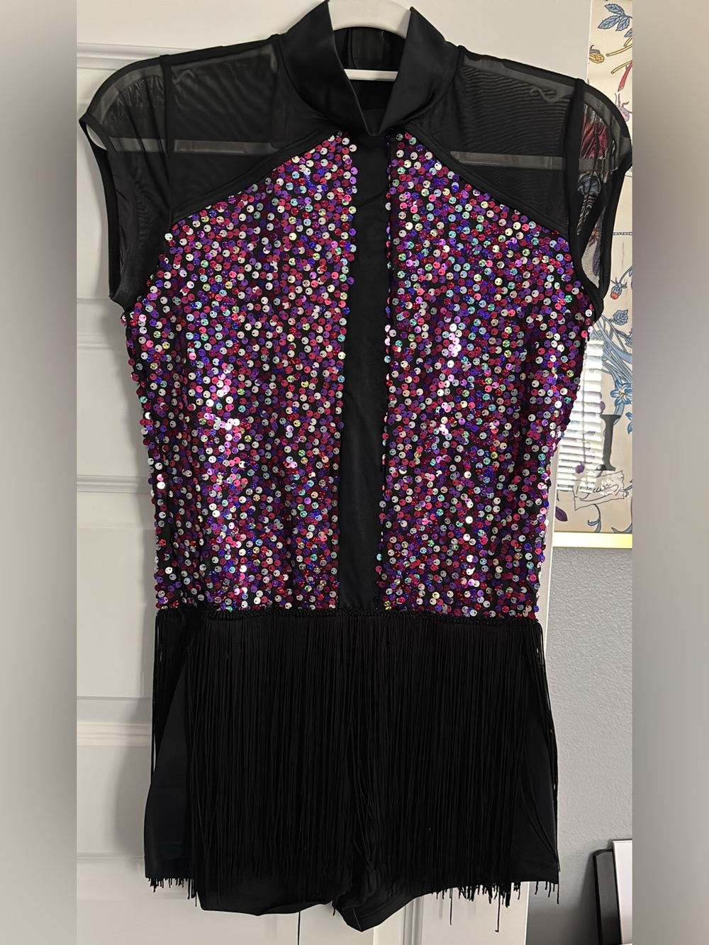 Weissman Black Dress with Pink Sequin Bodice